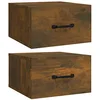 Image de vidaXL 2X Tables de Chevet Murales Tables de Nuit Armoires de Chevet Armoires de Lit Meubles de Chambre à Coucher Intérieur Chêne Fumé 35x35x20 cm