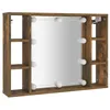 Image de Armoire à miroir avec LED Chêne fumé 76x15x55 cm