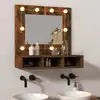 Image de vidaXL Armoire à miroir avec LED Chêne fumé 60x31,5x62 cm