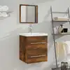 Image de vidaXL Armoire de salle de bain avec miroir Chêne fumé 41x38,5x48 cm