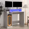 Image de vidaXL Bureau et lumières LED Sonoma gris 97x45x90cm Bois d'ingénierie