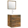 Image de vidaXL Meuble Lavabo avec Bassin Intégré Armoire de Rangement Armoire de Toilette Meuble de Salle de Bain Intérieur Chêne Fumé Bois d'Ingénierie