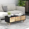 Image de vidaXL Table basse Noir 80x40x30 cm Bois d'ingénierie et pin massif