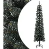Image de Sapin de Noël Artificiel Mince avec Support Vert 210 cm PVC