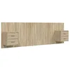 Image de vidaXL Tête de Lit avec Armoires Accessoire de Lit Tête de Lit Murale Flottante Meuble de Chambre à Coucher Chêne Sonoma Bois d'Ingénierie