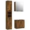 Image de vidaXL Meubles de Salle de Bain 3 pcs Armoires de Salle de Bain avec Miroir Placard Meubles de Rangement Intérieur Chêne Fumé Bois d'Ingénierie