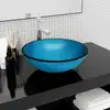 Image de vidaXL Lavabo Verre trempé 42x14 cm Bleu