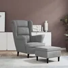 Image de vidaXL Fauteuil à Oreilles avec Tabouret Chaise de Relaxation Siège de Salon Meuble de Salle de Séjour Maison Intérieur Gris Clair Velours