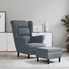 Image de vidaXL Fauteuil à oreilles avec tabouret gris foncé velours