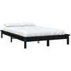Image de vidaXL Cadre de Lit Sommier à Lattes Lit Adulte Lit Double Cadre à Lattes sur Pied Chambre à Coucher Intérieur Noir 160x200 cm Bois de Pin Massif
