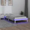 Image de vidaXL Cadre de lit à LED sans matelas blanc 100x200 cm bois massif