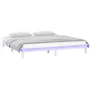 Image de vidaXL Cadre de Lit à LED Sommier à Lattes Lit Double Lit Adulte Cadre à Lattes sur Pied Meuble de Chambre à Coucher Blanc 140x190 cm Bois Massif