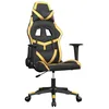 Image de vidaXL Chaise de Jeu de Massage, Fauteuil avec Dossier, Siège avec roulettes, Meuble Pivotant de Salon Bureau, Noir et Doré Similicuir