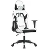 Image de vidaXL Chaise de Jeu de Massage, Fauteuil avec Dossier, Siège avec roulettes, Meuble Pivotant de Salon Bureau, Blanc et Noir Similicuir