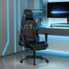 Image de vidaXL Chaise de jeu de massage et repose-pied Noir et bleu Similicuir