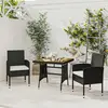 Image de vidaXL Mobilier à dîner d'extérieur 3 pcs Résine tressée Noir