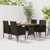 Image de vidaXL Ensemble à manger d'extérieur 5 pcs Résine tressée Noir