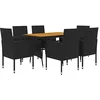 Image de vidaXL Mobilier à Dîner d'Extérieur 7 pcs Ensemble de Salle à Manger de Patio Table et Chaises de Repas Jardin Terrasse Résine Tressée Noir