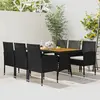 Image de vidaXL Mobilier à dîner d'extérieur 7 pcs Résine tressée Noir