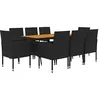 Image de vidaXL Mobilier à Dîner d'Extérieur 9 pcs Ensemble de Salle à Manger de Patio Table et Chaises de Repas Jardin Terrasse Résine Tressée Noir