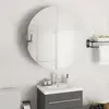 Image de vidaXL Armoire de salle de bain miroir rond et LED Noir 54x54x17,5 cm