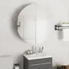 Image de vidaXL Armoire de salle de bain miroir rond et LED Gris 54x54x17,5 cm