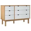 Image de Commode OTTA marron et blanc 111x43x73,5 cm bois de pin massif
