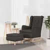 Image de vidaXL Fauteuil avec pieds à bascule et tabouret Gris foncé Tissu