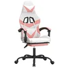 Image de vidaXL Chaise de Jeu avec Repose-Pied Pivotante Chaise d'Ordinateur Fauteuil Siège de Bureau Ergonomique Intérieur Blanc et Rose Similicuir