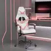 Image de vidaXL Chaise de jeu pivotante et repose-pied Blanc et rose Similicuir