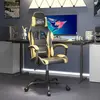 Image de vidaXL Chaise de jeu pivotante Noir et doré Similicuir