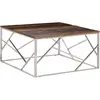Image de vidaXL Table basse argenté acier inoxydable et bois de mélèze massif