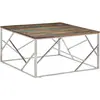 Image de vidaXL Table basse argenté acier inoxydable/bois massif récupération