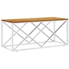 Image de vidaXL Table Basse, Table d'Appoint, Bout de Canapé Maison Intérieur, Table de Salon, Moderne, Acier Inoxydable et Bois Massif d'Acacia