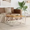 Image de vidaXL Table basse argenté acier inoxydable et bois massif d'acacia
