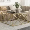 Image de vidaXL Table basse doré acier inoxydable et verre trempé