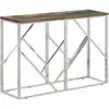 Image de vidaXL Table console argenté acier inoxydable/bois massif récupération