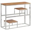 Image de Table console argenté acier inoxydable et bois massif d acacia