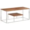 Image de vidaXL Table Basse argenté Acier Inoxydable et Bois Massif d'acacia