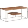Image de vidaXL Table basse argenté acier inoxydable et bois massif d'acacia