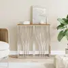 Image de vidaXL Table console argenté acier inoxydable et bois massif d'acacia