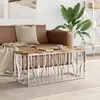 Image de vidaXL Table basse argenté acier inoxydable/bois massif récupération