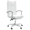 Image de vidaXL Fauteuil Inclinable de Bureau, Chaise Pivotante avec Dossier et Repose-Pied Réglables, Siège de Bureau avec roulettes, Blanc Similicuir