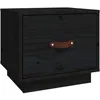 Image de Table de chevet Noir 40x34x35 cm Bois de pin solide