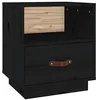 Image de vidaXL Table de Chevet Table de Nuit Armoire de Chevet Armoire de Lit Meuble de Chambre à Coucher Maison Intérieur Noir 40x34x45 cm Bois de Pin Massif