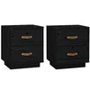 Image de vidaXL 2X Tables de Chevet Tables de Nuit Armoires de Chevet Armoires de Lit Meubles de Chambre à Coucher Noir 40x34x45 cm Bois de Pin Massif