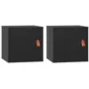 Image de Armoires murales 2 pcs Noir 31,5x30x30 cm Bois de pin massif