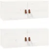 Image de vidaXL 2X Armoires Murales Centres de Divertissement Flottantes Armoires de Rangement Salon Salle de Séjour Blanc 80x30x30 cm Bois de Pin Massif