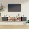 Image de vidaXL Armoires murales 2 pcs Gris 80x30x30 cm Bois de pin massif