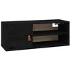 Image de vidaXL Armoire Murale Armoire Suspendue Centre de Divertissement Flottante Salon Salle de Séjour Intérieur Noir 80x30x30 cm Bois de Pin Massif